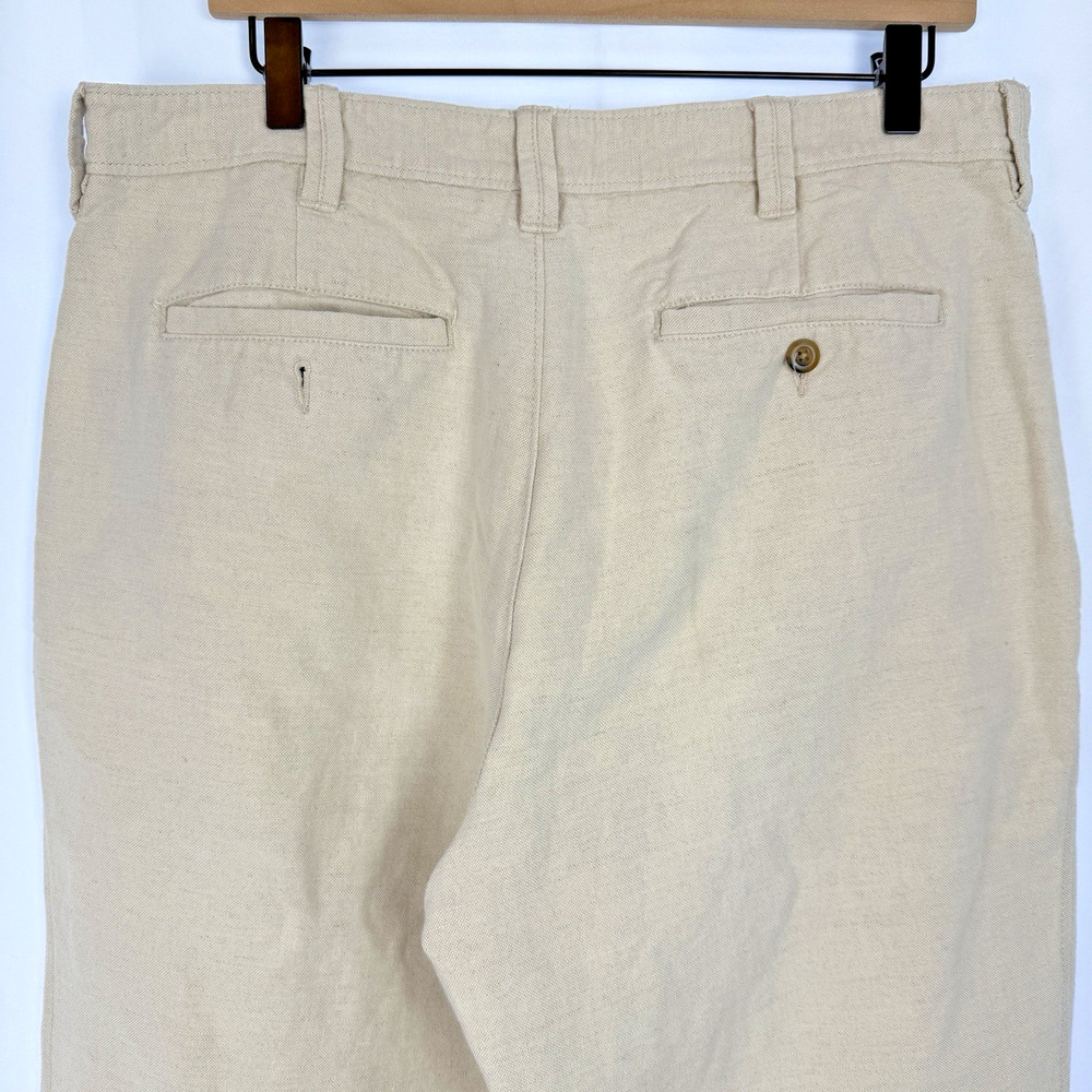 Vintage Linen Blend Pants Mens 36x29 Ivory White Trousers Y2K 90s St Johns Bay - Picture 6 of 9